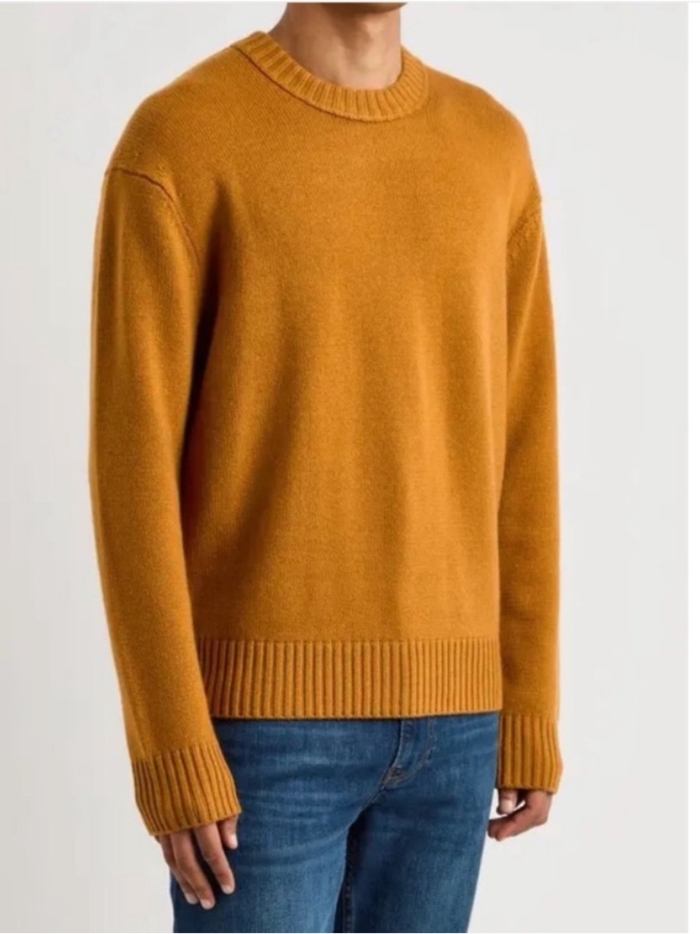 Frame Denim Cashmere Men's Crewneck Sweater in Mustard Sz Large